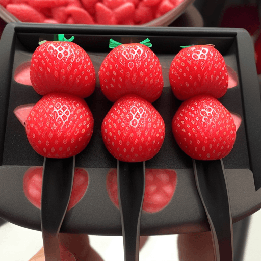 AI generated: Triple-linked strawberry candy, delicious-looking Taiwanese strawberry candy
