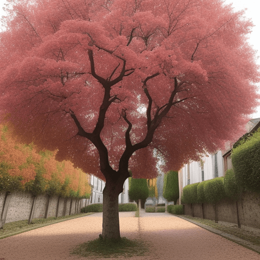 AI generated: UN AVE BEBÉ COLOR ROSADO POSADO EN UN NNIDO DE ARBOL DE OTOÑO EN FRANCIA
