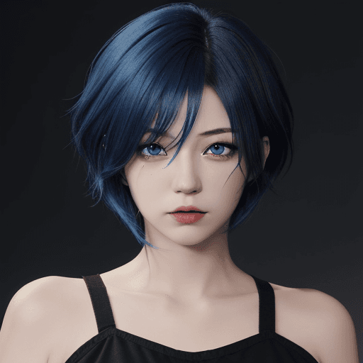 AI generated: kirishima touka blue hair (dark)hair over one eye blue eyes