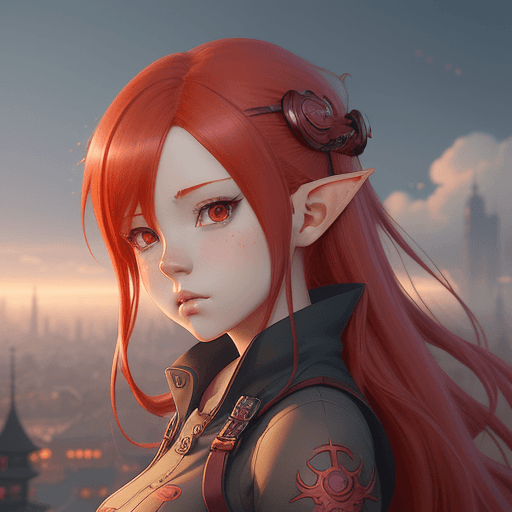 AI generated: red haired girl, detailed digital anime art, loish and wlop, cute detailed digital art, adorable dig...