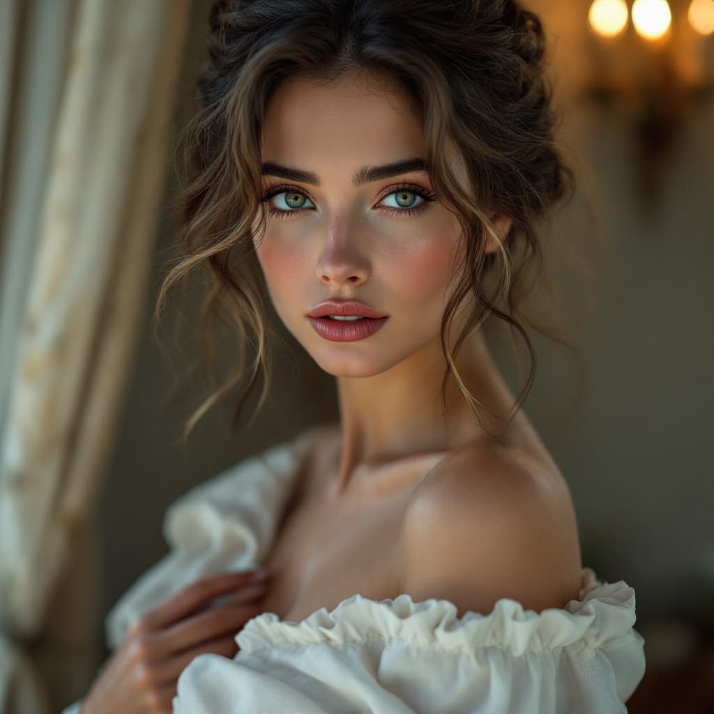 AI generated: A tastefully artistic and refined nude portrait of a 30-year-old Spanish woman, exuding timeless ele...