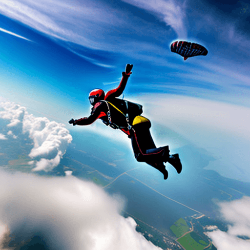 AI generated: Skydiver falling through the clouds