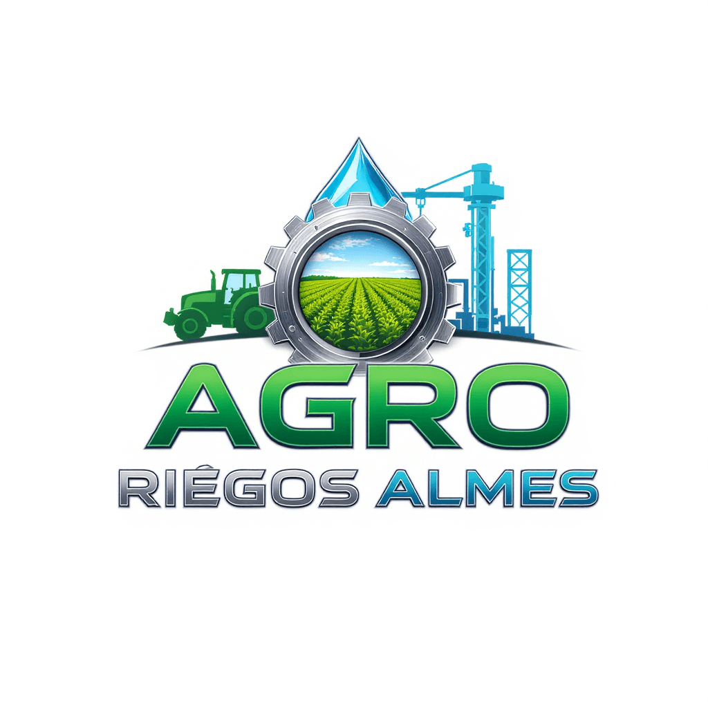 AI generated: Corporate logo design for an agroindustrial company called 'AGRO RIEGOS ALMES'. The logo integrates ...
