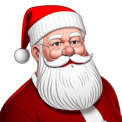 AI generated: santa claus looking to the right side, with a beanie, line art, with white mustache, mouth can't be ...