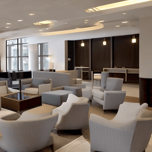 AI generated: reception lounge area, casual, soft, daylight
