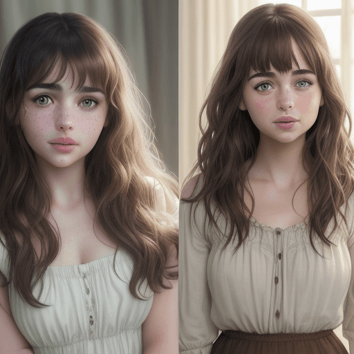AI generated: a realistic photo of a [very pretty 17 year old modern fashion skinny girl], with [middle, wavy, dar...
