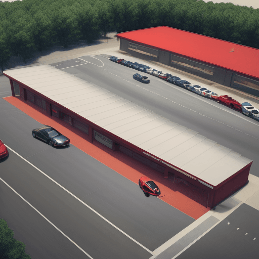 AI generated: hyperrealistic, car and motorcycle parking lot, in the center of the parking lot a young man with a ...