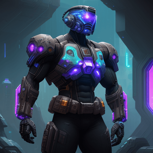AI generated: bodybuilder| futuristic western| detailed space bounty hunter attire| plasma revolver| cybernetic en...