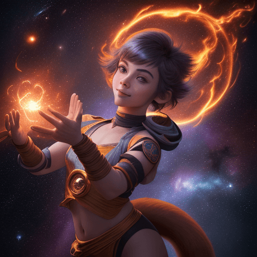 AI generated: high resolution cinematic portrait of a young happy beautiful and cute anthropomorphic female space ...
