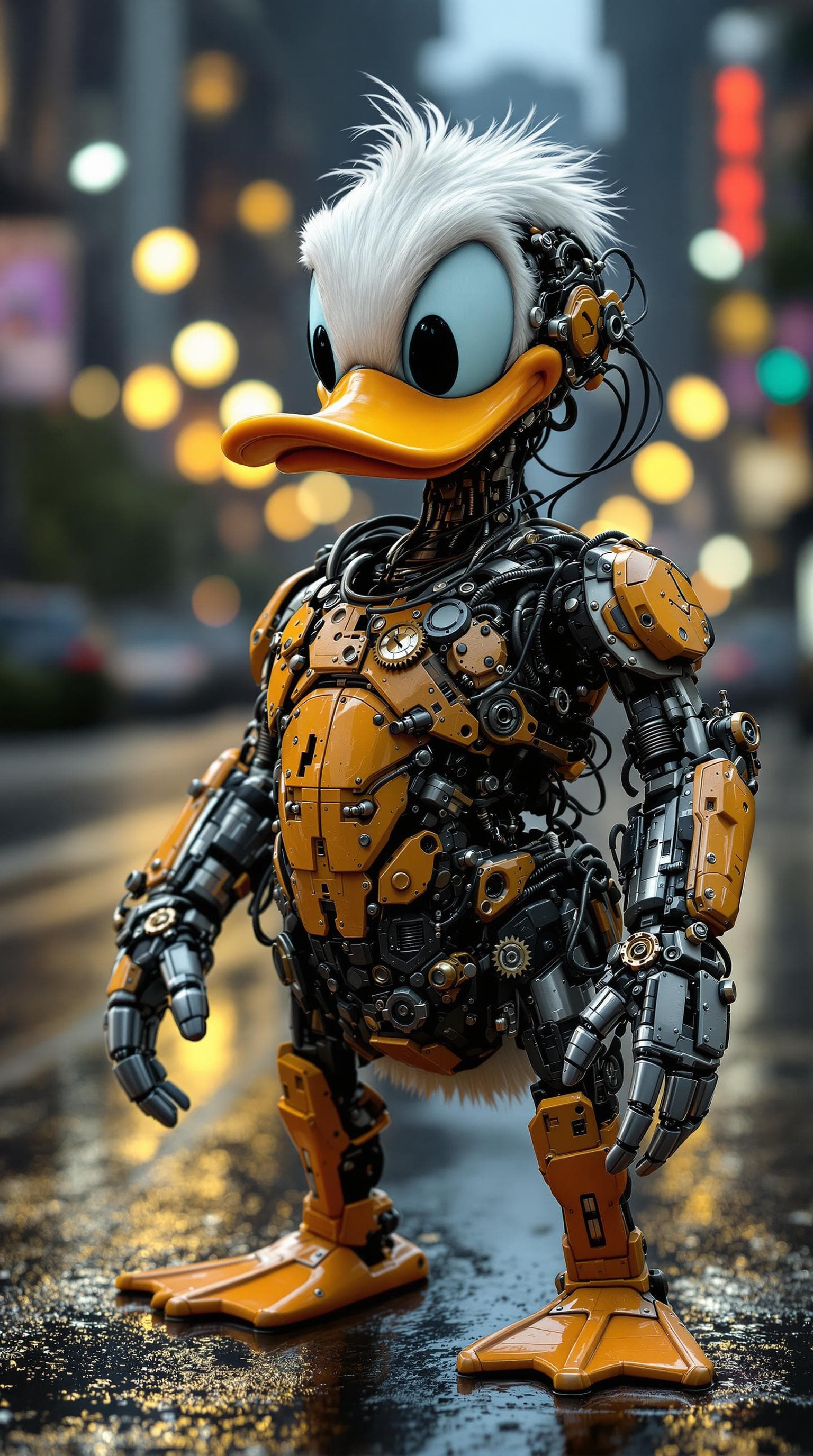 AI generated: The image depicts a highly detailed and realistic rendering of Donald Duck, an iconic cartoon charac...