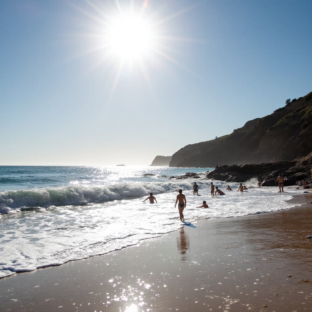 AI generated: Eu quero um óculos em baixo do guarda sol, na praia em um dia ensolarado