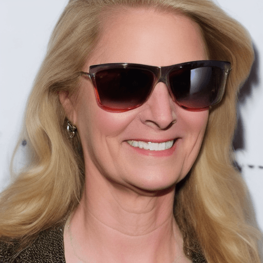 AI generated: pretty blond semi-long hair, woman rectangular sunglasses,55years old, 
 , 