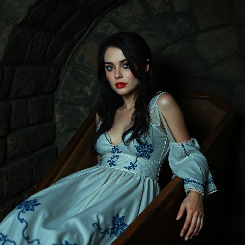 AI generated: a mysterious and eerie scene set in an old stone crypt, reminiscent of those found in classic horror...