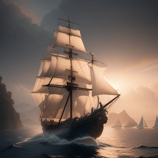 AI generated: Photo of a ultra realistic sailing ship, dramatic light, pale sunrise, cinematic lighting, battered,...