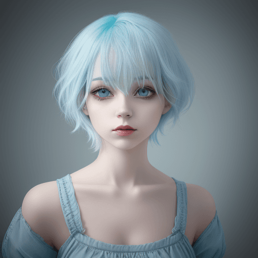AI generated: Woman with pastel light blue hair., photo, vibrant, dark fantasy