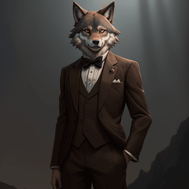 AI generated: high quality art by studio ghibli, moody lighting, anthropomorphic male wolf, teenager, brown fur an...