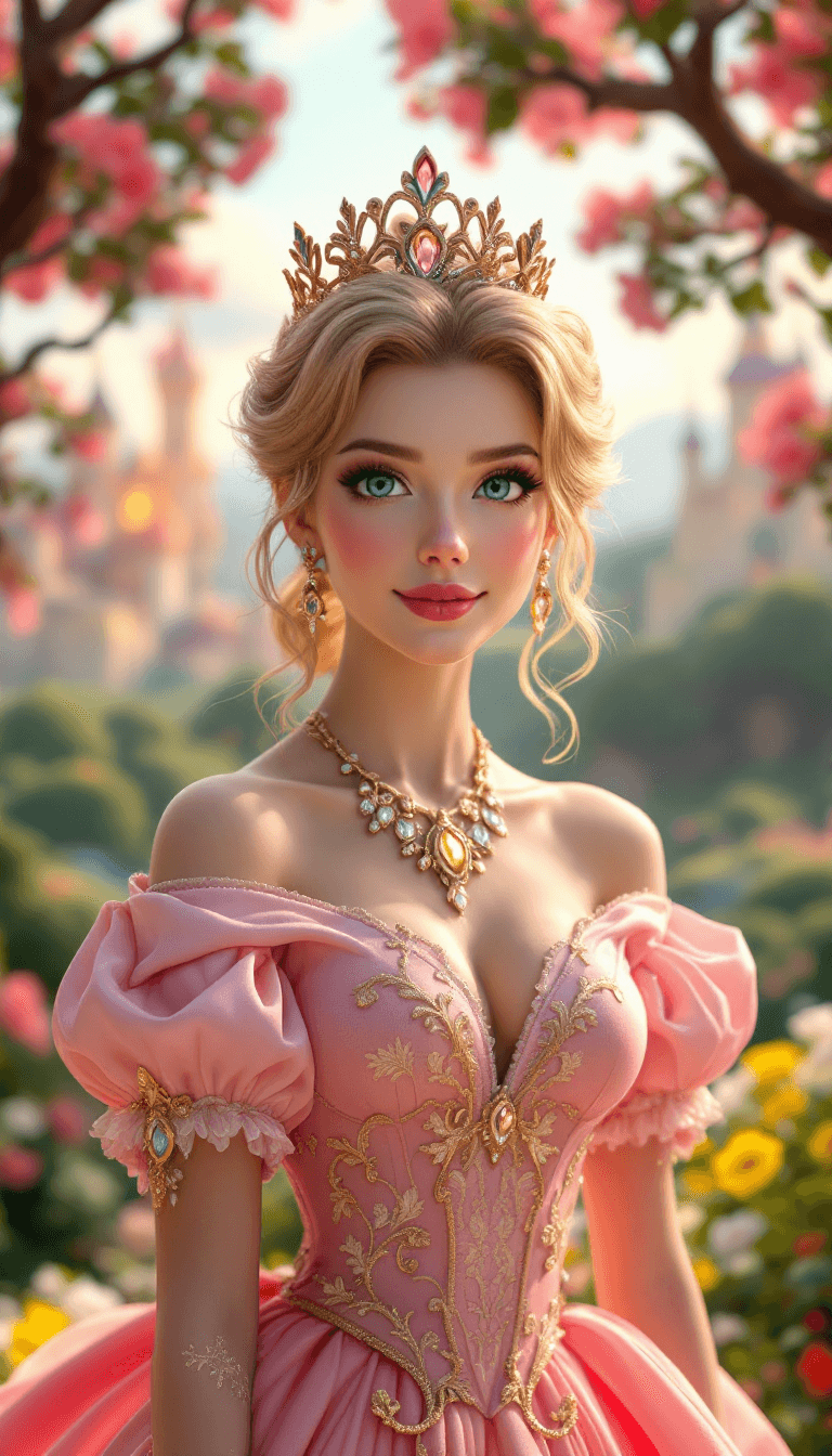 AI generated: Create a photorealistic interpretation of 'Princess Peach 2' as a real-life character inspired by th...
