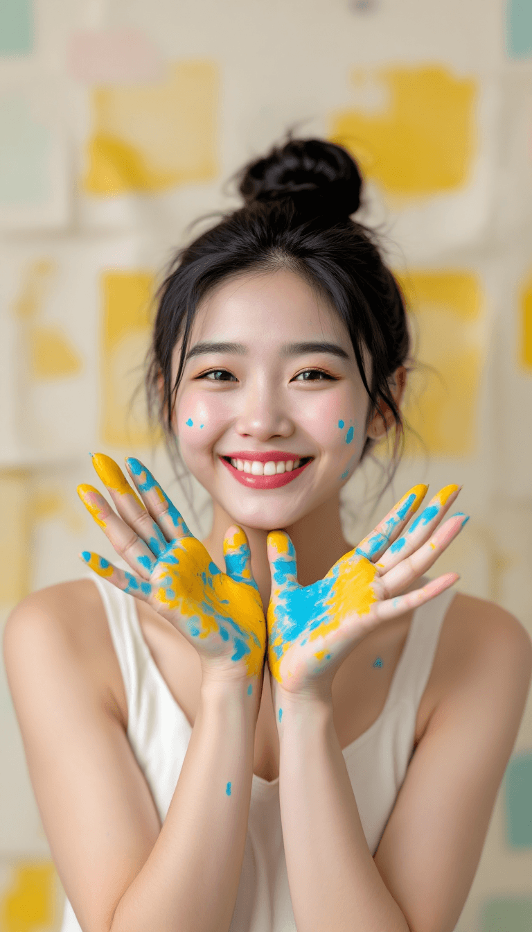 AI generated: The image shows a young Chinese woman with black hair tied in a bun and wearing a white sleeveless t...