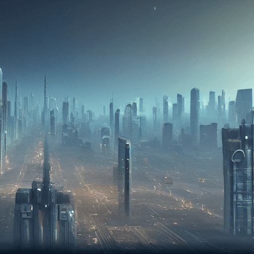AI generated: zoomed out alien megacity background inspired by artist yuri shwedoff on artstation