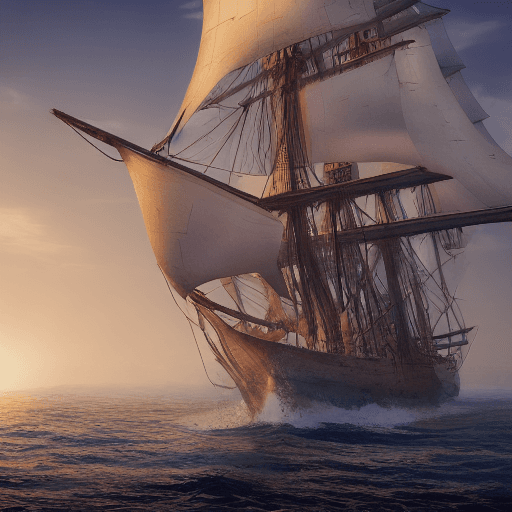 AI generated: Photo of a ultra realistic sailing ship, dramatic light, pale sunrise, cinematic lighting, battered,...