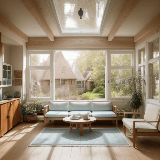 AI generated: High resolution photography interior design, dreamy sunken living room conversation pit, wooden floo...