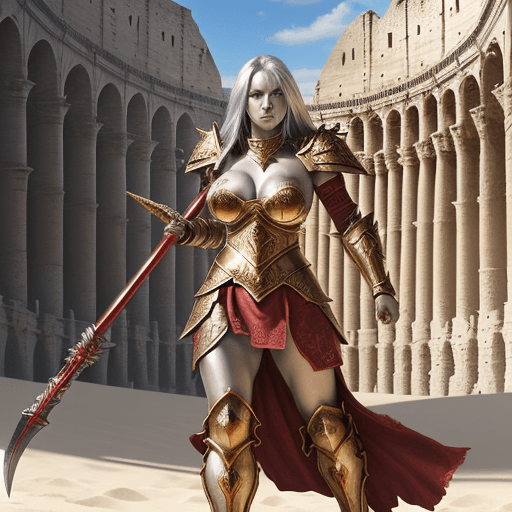 AI generated: warrior ,fantasy armor, axe wielder, red aura, heavenly armor, silver-gold armor, battle axe, engrav...