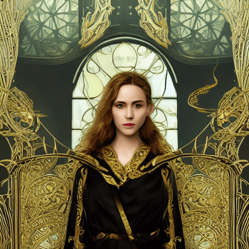 AI generated: hyper realism, beautiful, photo realistic,  detailed,  art nouveau,  girl like Alex Garland, wearing...