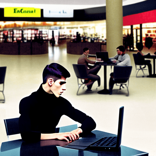 AI generated: a young man, with a short haircut, in a black turtleneck, and for hours on his hands, folded on his ...