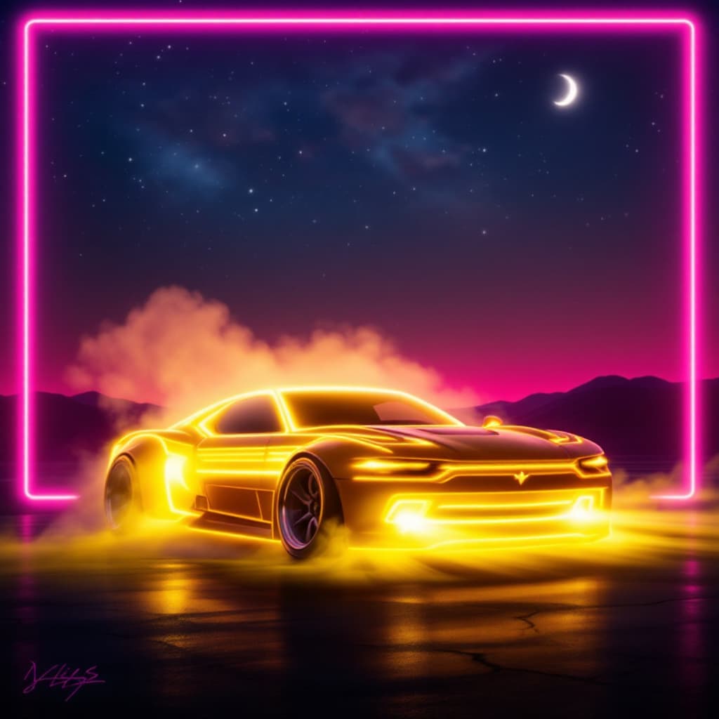 AI generated: car with neon