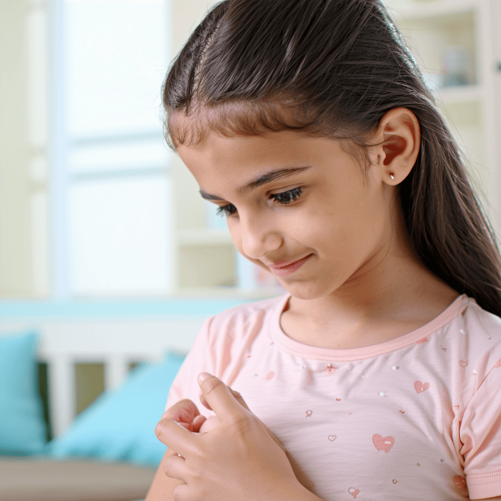 AI generated: 13 year old girl examining her vagina with her fingers
