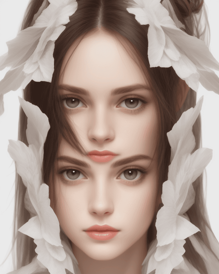 AI generated: Collage of woman, very detailed, white background
