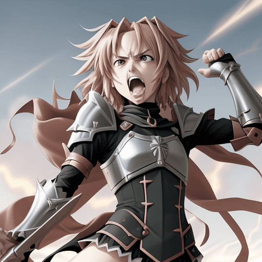 AI generated: Astolfo In Fate/Apocrypha , shouting in a heroic pose, enraged, dynamic background, manga, masterpie...