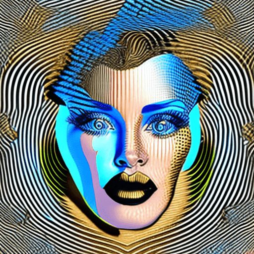 AI generated: doodle art 3D, in the style of pop art-inspired portraits, interference patterns, light sky-blue and...