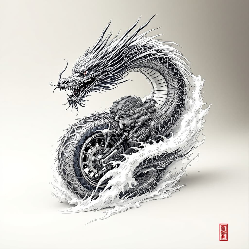 AI generated: Japanese dragón design for motorcycle


