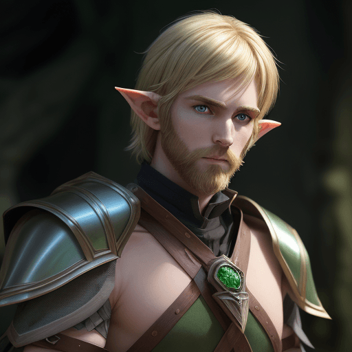 AI generated: male half human elf: masterpiece, concept art, centered, High-resolution hyper realistic 30 year old...