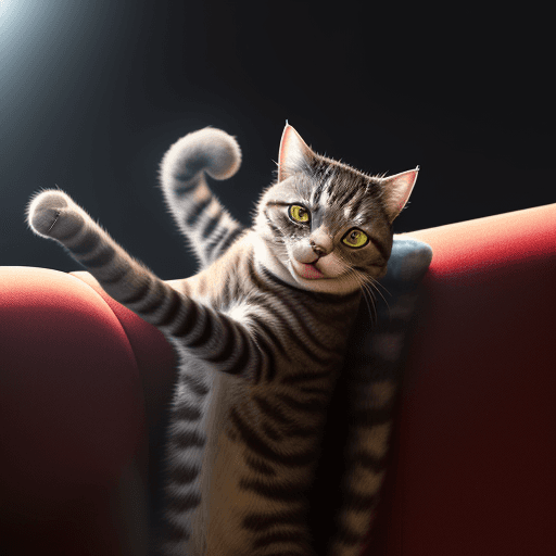 AI generated: hyper-realistic close-up photo of cat breaking a sofa, professional lighting