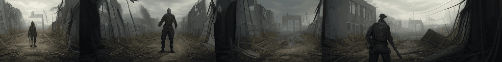 AI generated: zrpgstyle post-apocalypse fallout 4 RPG character painting male ghoul upsweep updo wearing black (mi...