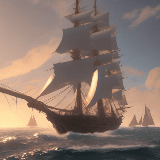 AI generated: Photo of a ultra realistic sailing ship, dramatic light, pale sunrise, cinematic lighting, battered,...