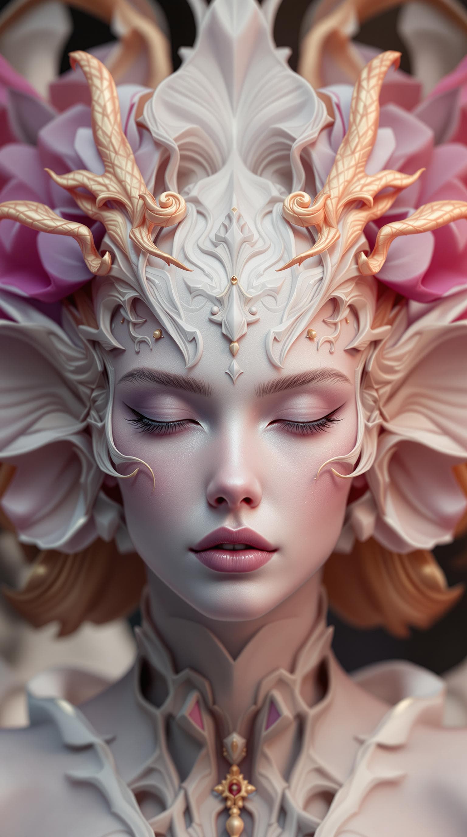 AI generated: portrait ribcagel. , nautilus, orchid, artwork . octane render, trending on artstation,t symmetrical...