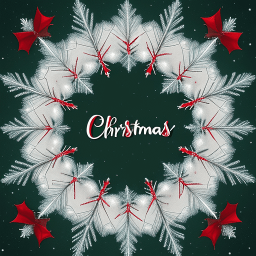AI generated: Christmas is a verb written in the center, snowflakes falling all around, Christmas holly in upper l...