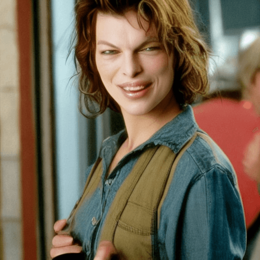 AI generated: (Jamie Lee Curtis:0.8) (Mila Jovovich:0.6) a beautiful teen smiling at the camera. short blonde hair...