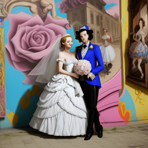AI generated: Marvellous Wedding - rococo, Salvador Dali, vibrant, graffiti