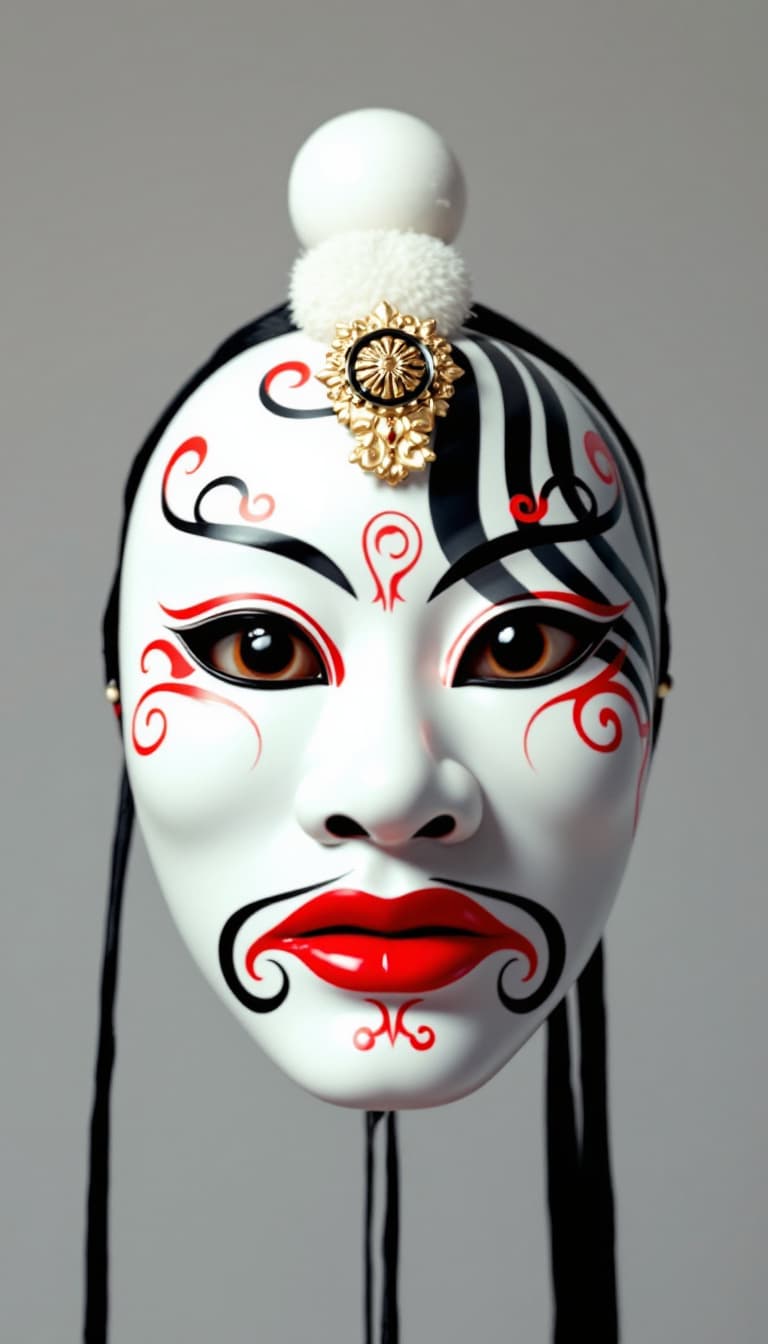 AI generated: A Sichuan Opera face-changing master, graceful and swift as the wind, holds a delicate folding fan. ...