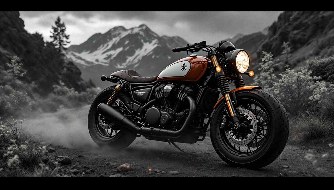 AI generated: Photorealistic motorcycle logo, no background. Intricate details, realistic lighting, wide-angle per...