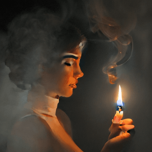 AI generated: Is that a woman's silhouette formed by the smoke of the candle