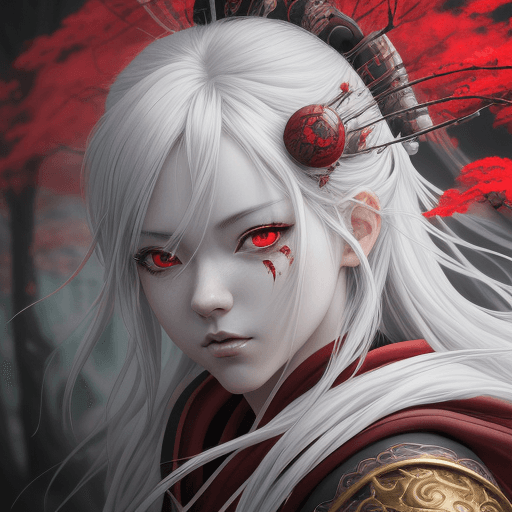 AI generated: painting, fantasy, japan, anime, in the style of realistic hyper-detailed rendering, dark white and ...