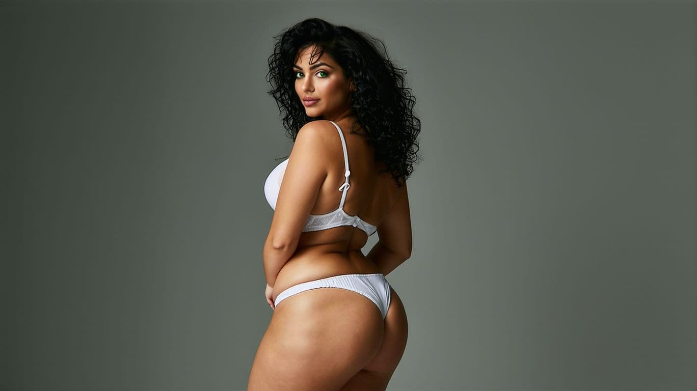 AI generated: Beautiful gorgeous sexy confident Indian woman girl female lady Body plus size small waist flat stom...