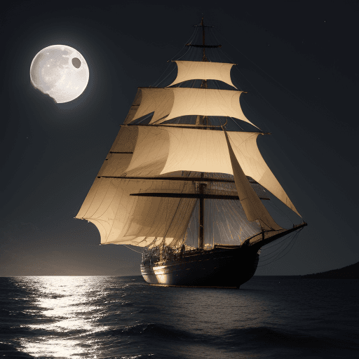 AI generated: Photo of a ultra realistic sailing ship, dramatic light, moon, nught
