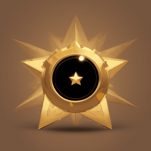 AI generated: A gold Mario Bros. star sits in the center of the composition with a ribbon and a background with sh...