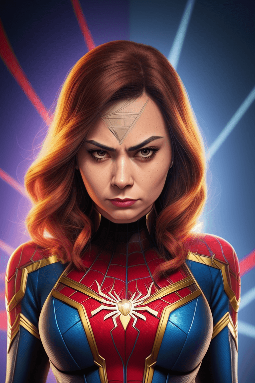 AI generated: a close up of a woman in a superhero suit posing for a picture, ((spiderwoman)), spider woman, spide...
